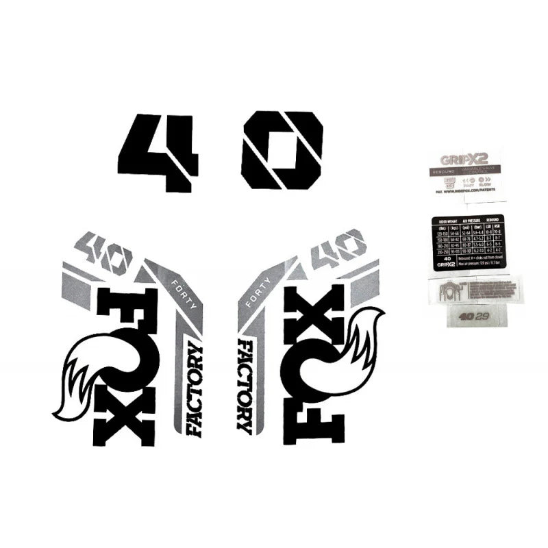 Sticker Horquilla Fox 2025, 40 Kashima/Gray Logo Shiny Orange Fork
