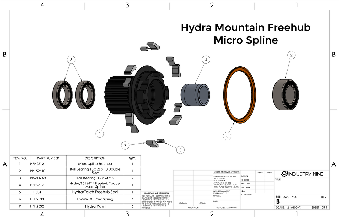 Nucleo Hydra Ms Completo (Rodamientos, Perros Y Resorte)