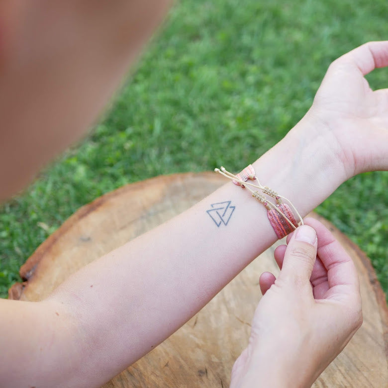 Brazalete De Telar Ancho Con Piedras Naturales